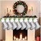 8 Pack Large Grey and White Christmas Stockings Decorations with Plush Faux Fur Cuff 15 Inch Xmas Family Socks for Christmas Family Holiday Party Decor